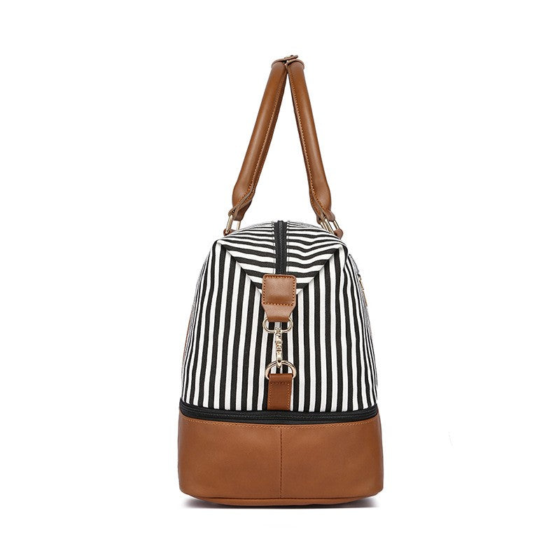 Gestreifte Canvas Reisetasche Damen (20-35L) – Elegante Handtasche für Reise