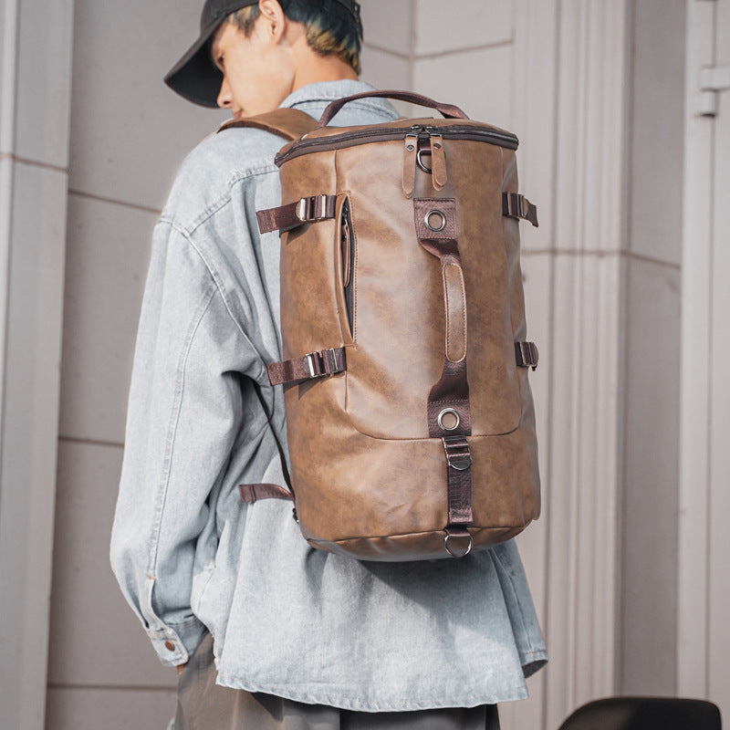 Korean Style Rucksack (38L) – PU Leder & Canvas Reise & Outdoor Unisex