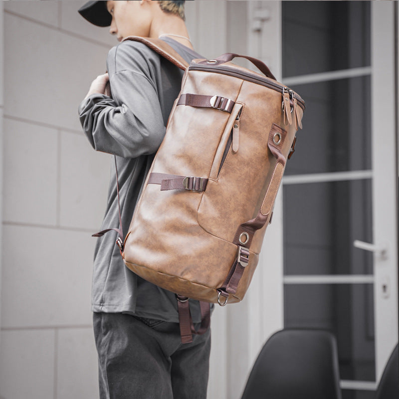 Korean Style Rucksack (38L) – PU Leder & Canvas Reise & Outdoor Unisex