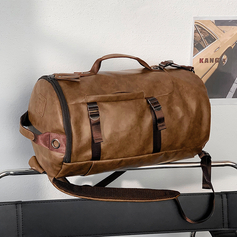 Korean Style Rucksack (38L) – PU Leder & Canvas Reise & Outdoor Unisex