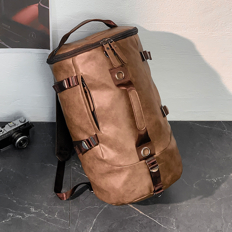 Korean Style Rucksack (38L) – PU Leder & Canvas Reise & Outdoor Unisex