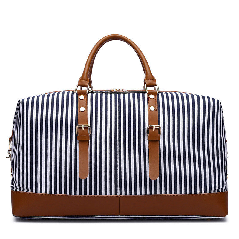 Gestreifte Canvas Messenger Reisetasche – (44L) Zeitlos Stilvoll & Geräumig