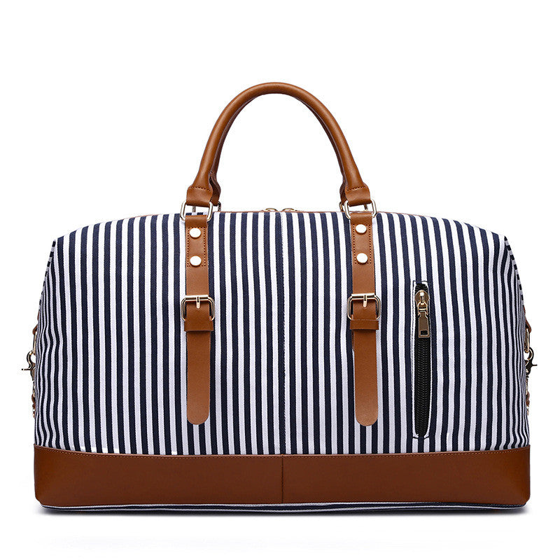 Gestreifte Canvas Messenger Reisetasche – (44L) Zeitlos Stilvoll & Geräumig