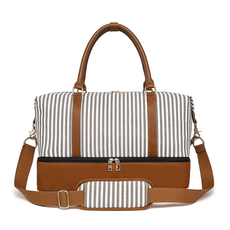 Gestreifte Canvas Reisetasche Damen (20-35L) – Elegante Handtasche für Reise