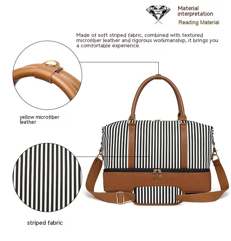 Gestreifte Canvas Reisetasche Damen (20-35L) – Elegante Handtasche für Reise
