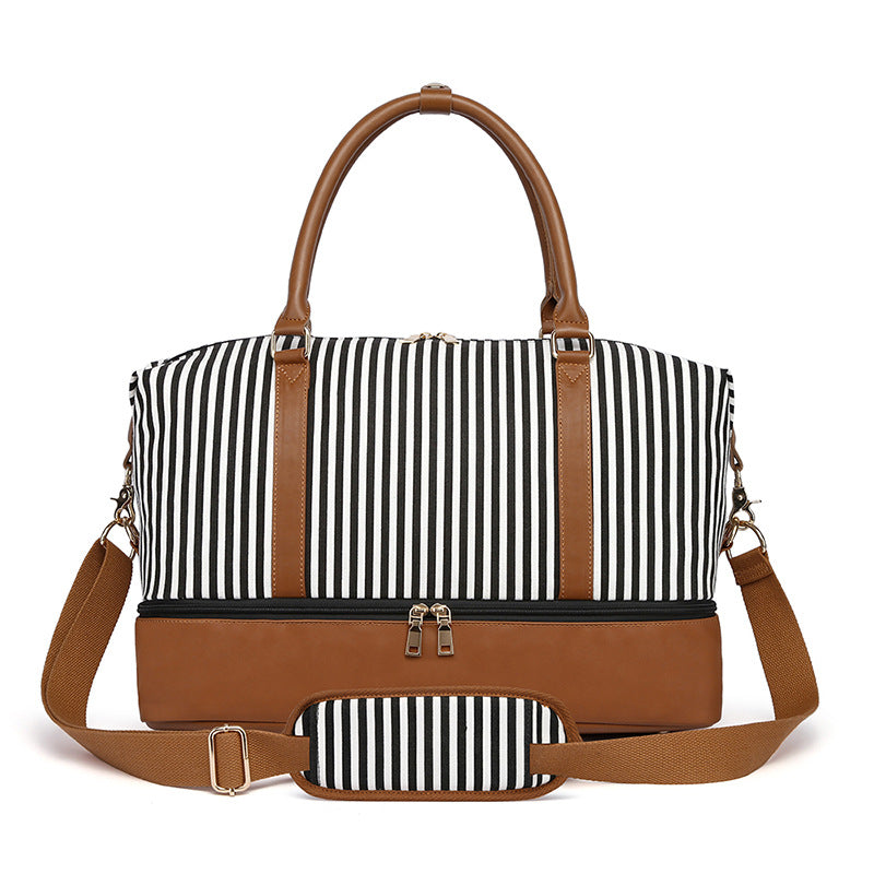 Gestreifte Canvas Reisetasche Damen (20-35L) – Elegante Handtasche für Reise