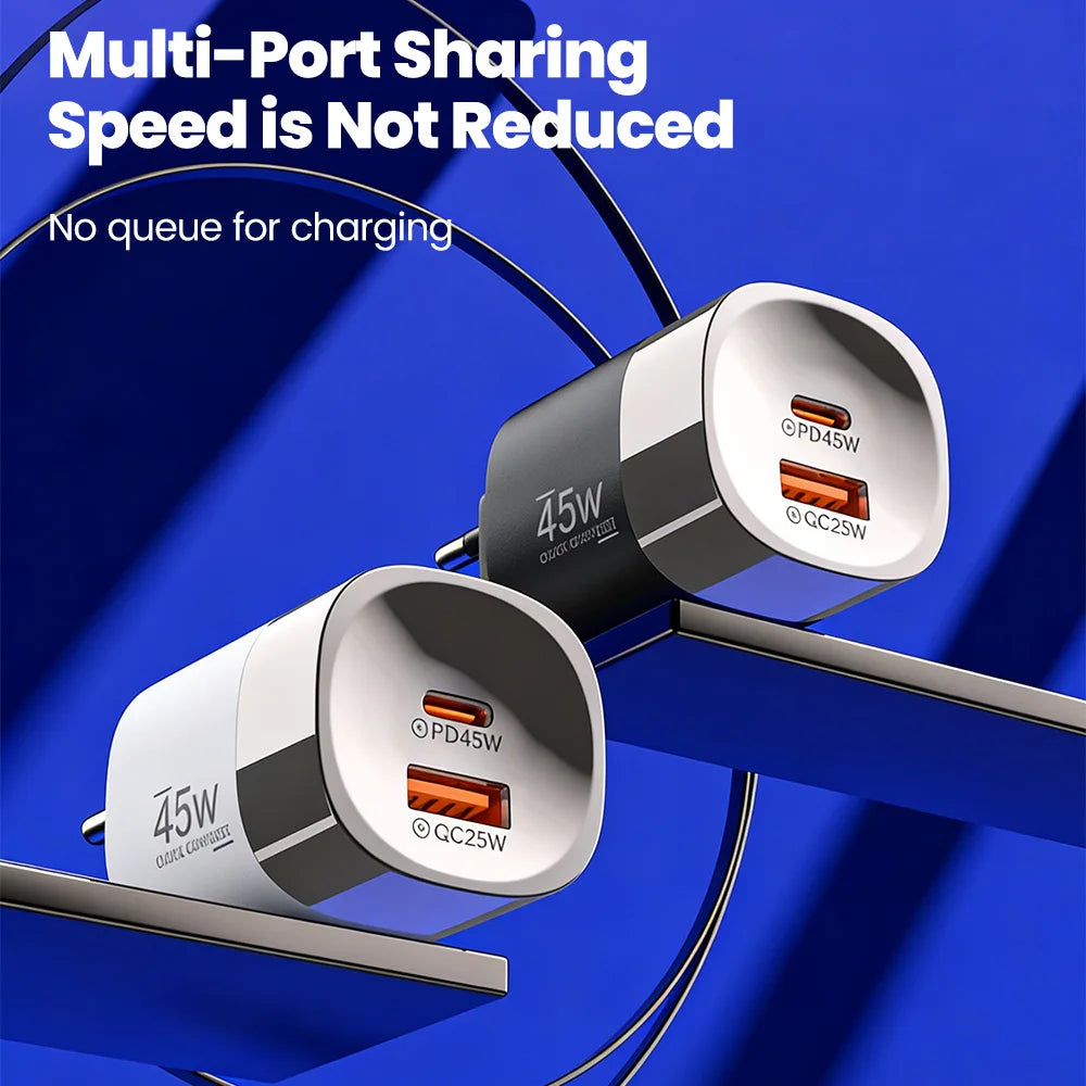 Elough 45W USB-C Schnellladegerät – Dual Port QC iPhone Huawei Realme