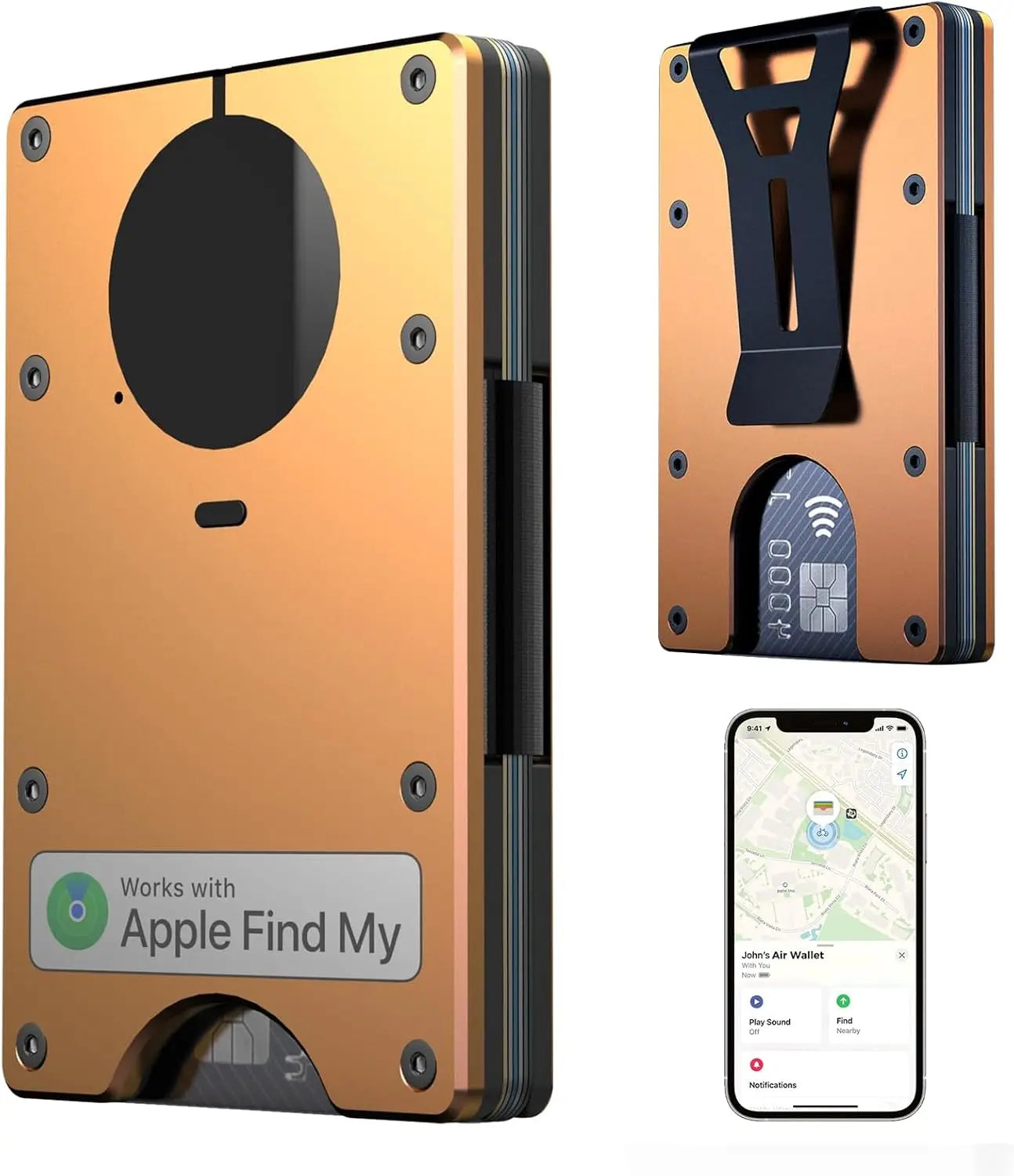 Smart Metal Wallet Find My – RFID Blocking 12 Karten 11 Farben iOS