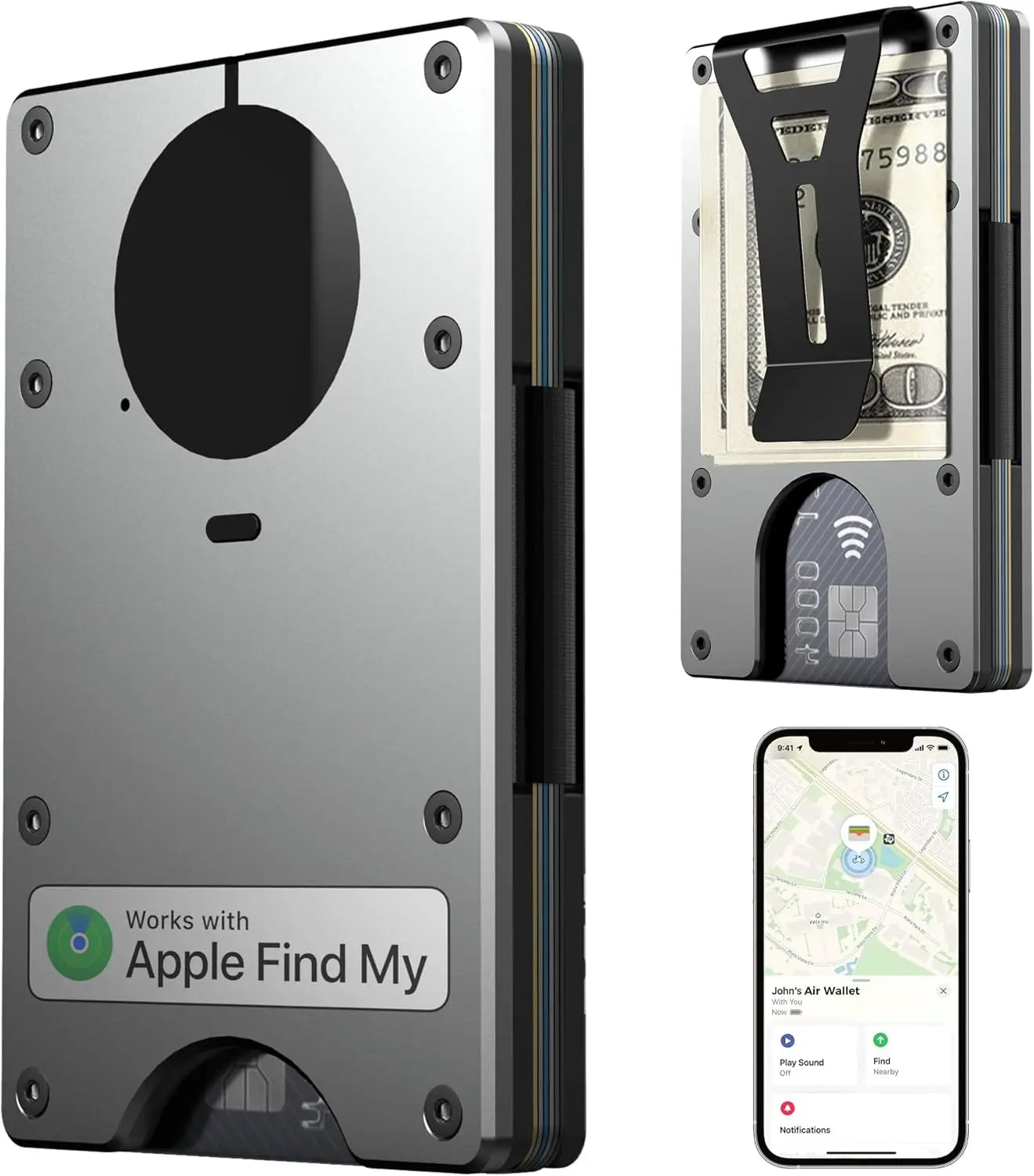Smart Metal Wallet Find My – RFID Blocking 12 Karten 11 Farben iOS