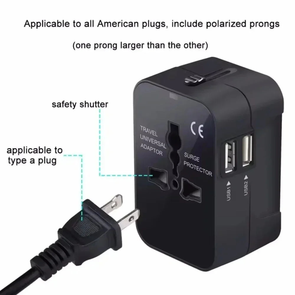 Universal Reiseadapter EU US UK AU – USB & USB-C Dual Ports Global