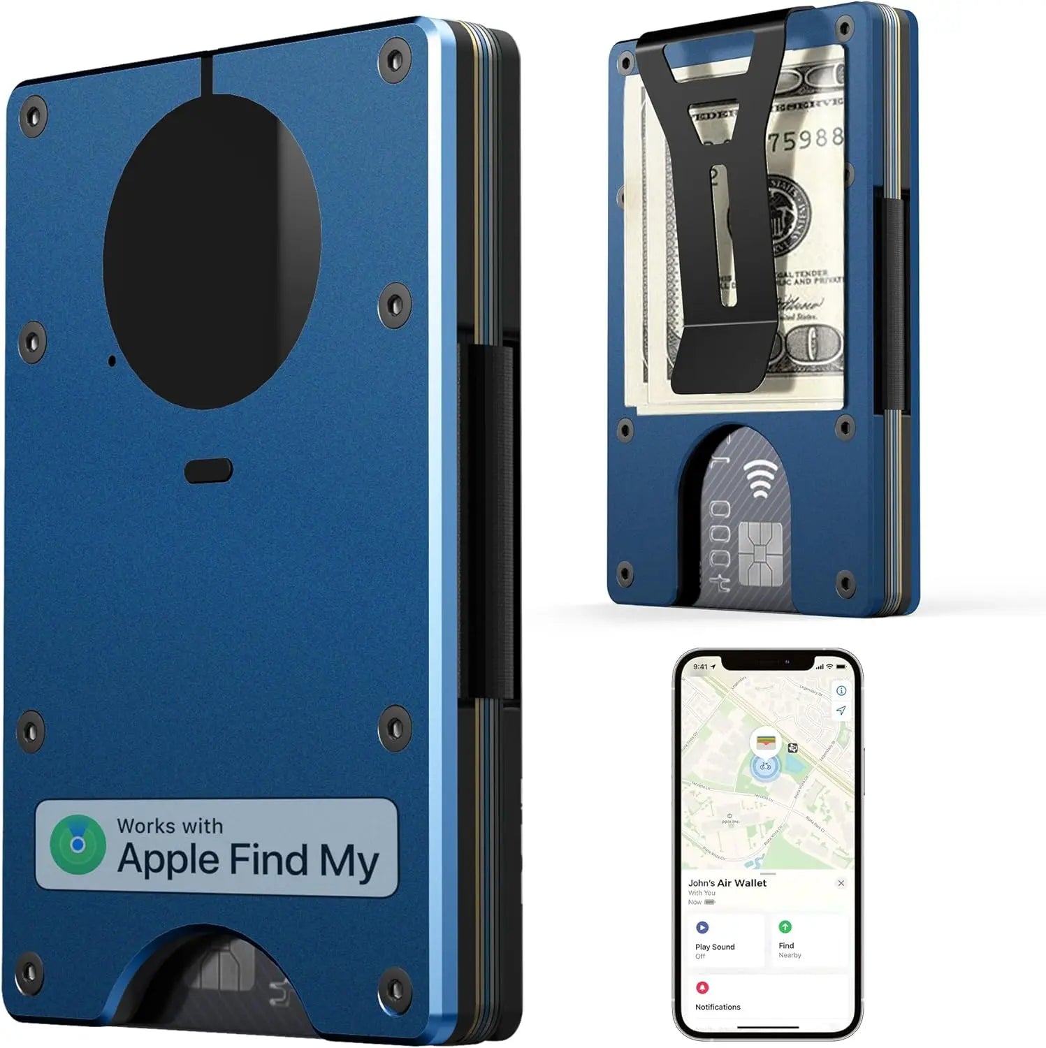 Smart Metal Wallet Find My – RFID Blocking 12 Karten 11 Farben iOS