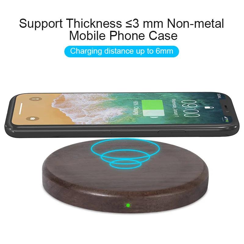 Walnussholz Wireless Charger – 10W/15W Slim Pad iPhone 8-17 Android Google Pixel