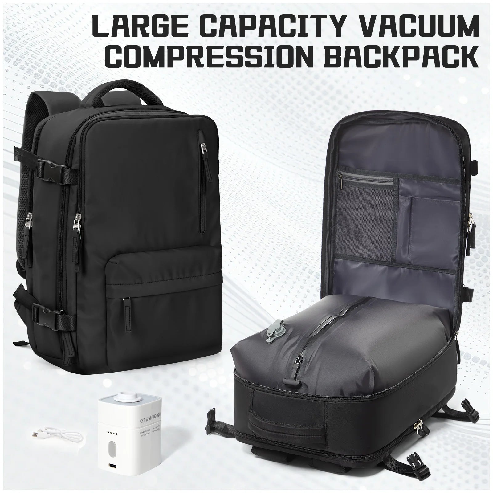 Vacuum Storage Bags，Vacuum Travel Backpack Space Saver Vacuum Sealed Bags for Clothes Compression Travel BagsTravel Essentials