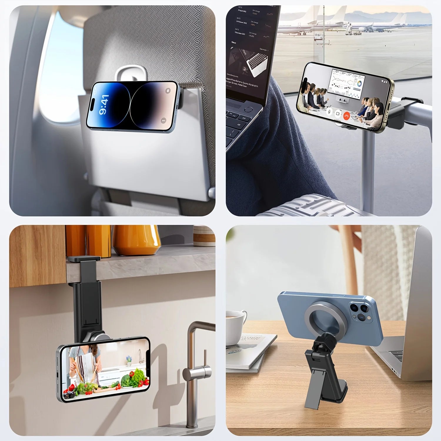 Magnetischer Flugzeug Handyhalter – Universal Tray Table & Desktop Holder