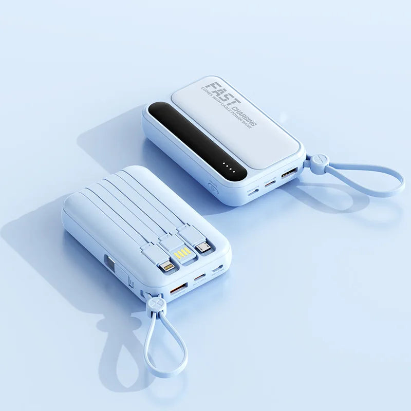 DIEZONG Powerbank 10000/20000mAh – 4 eingebaute Kabel 25W Schnellladung