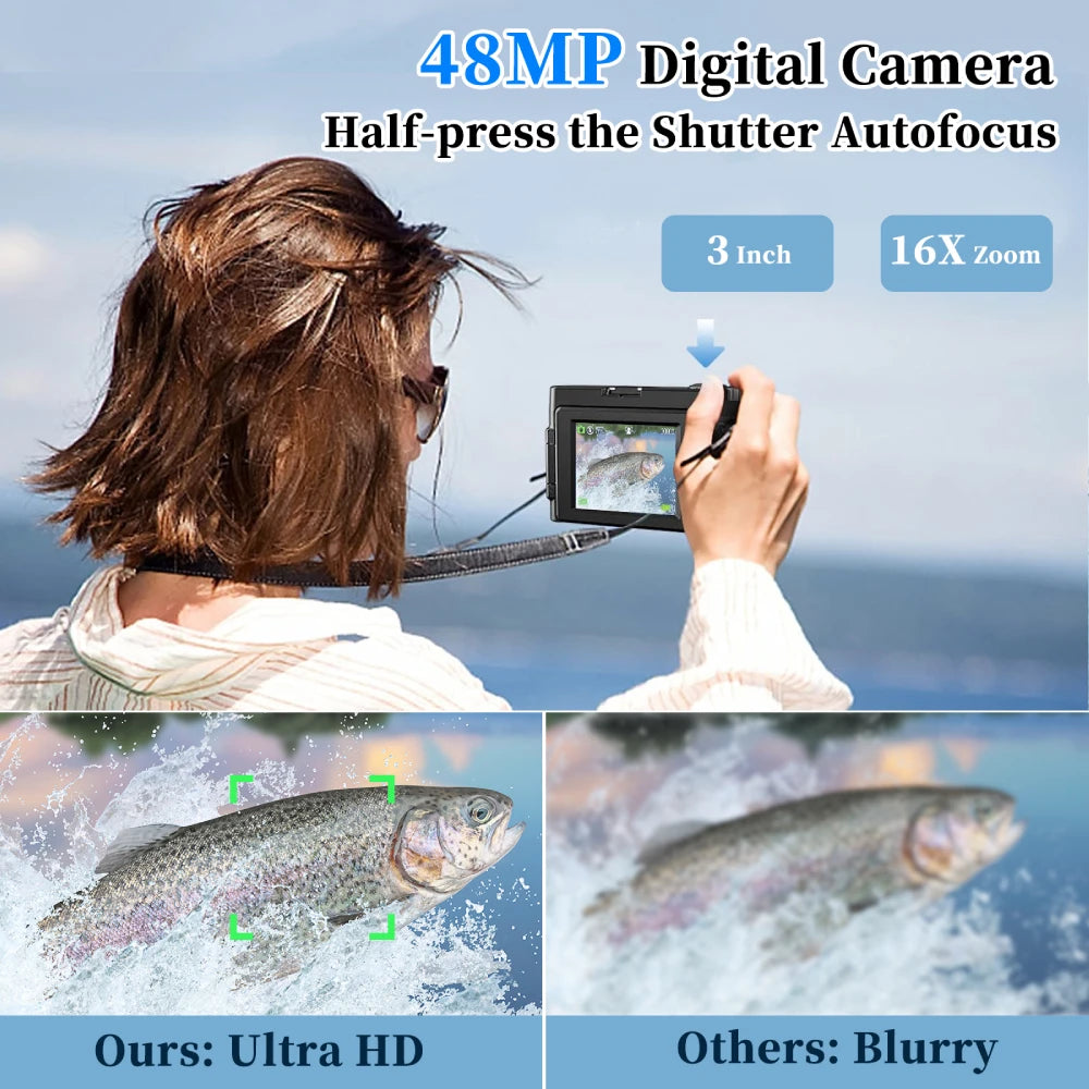 4K Vlogging Kamera 48MP – Autofokus Anti-Shake 180° Flip Screen Flash