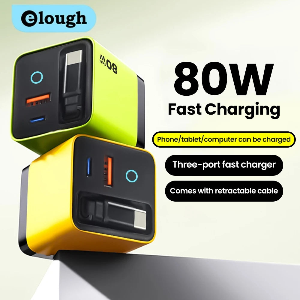 Elough 80W GaN Premium Ladegerät – Multi Port iPhone Samsung Google Pixel Huawei