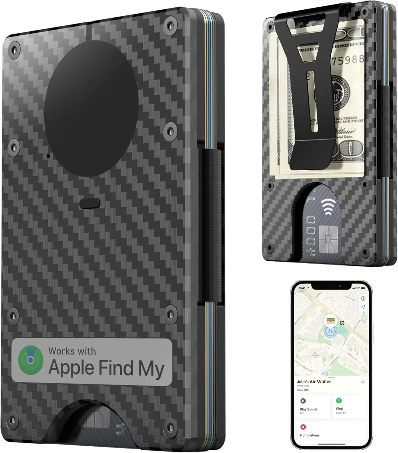 Smart Metal Wallet Find My – RFID Blocking 12 Karten 11 Farben iOS