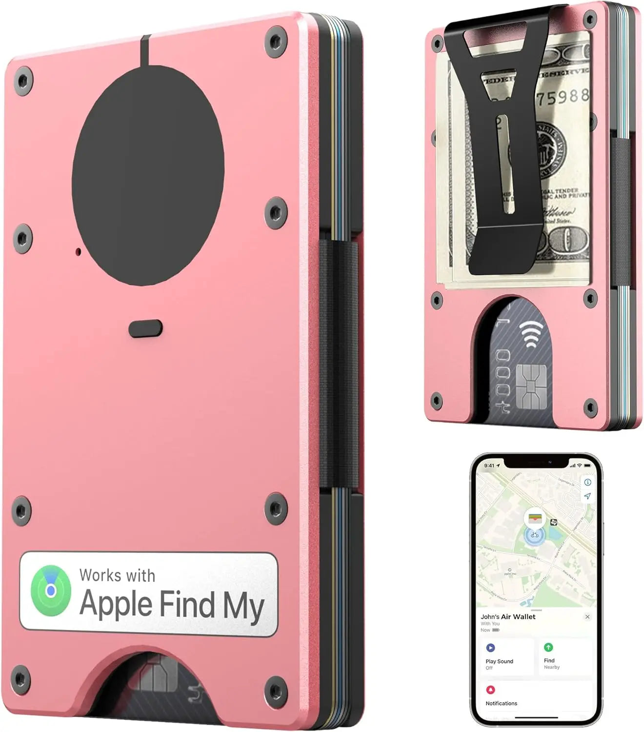 Smart Metal Wallet Find My – RFID Blocking 12 Karten 11 Farben iOS