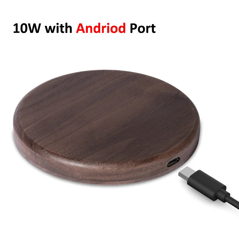 Walnussholz Wireless Charger – 10W/15W Slim Pad iPhone 8-17 Android Google Pixel