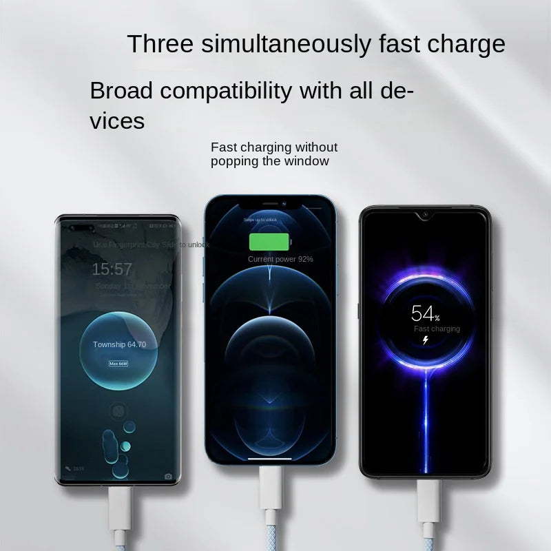 OIITH 3-in-1 Ladekabel 100W – Lightning USB-C Micro iPhone Samsung Google Pixel