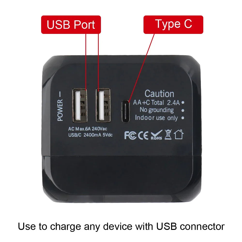 Premium Reiseadapter Universal – 2x USB & USB-C PD20W EU US UK AU 110-240V
