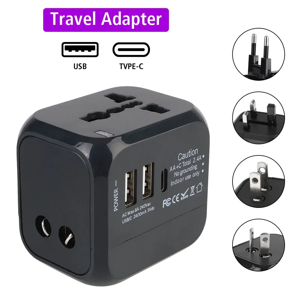 Premium Reiseadapter Universal – 2x USB & USB-C PD20W EU US UK AU 110-240V