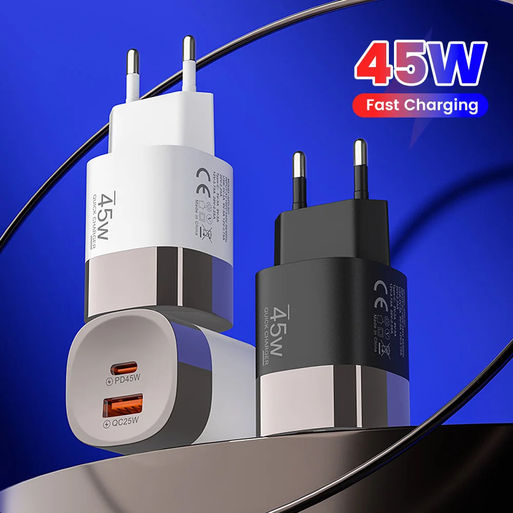 Elough 45W USB-C Schnellladegerät – Dual Port QC iPhone Huawei Realme
