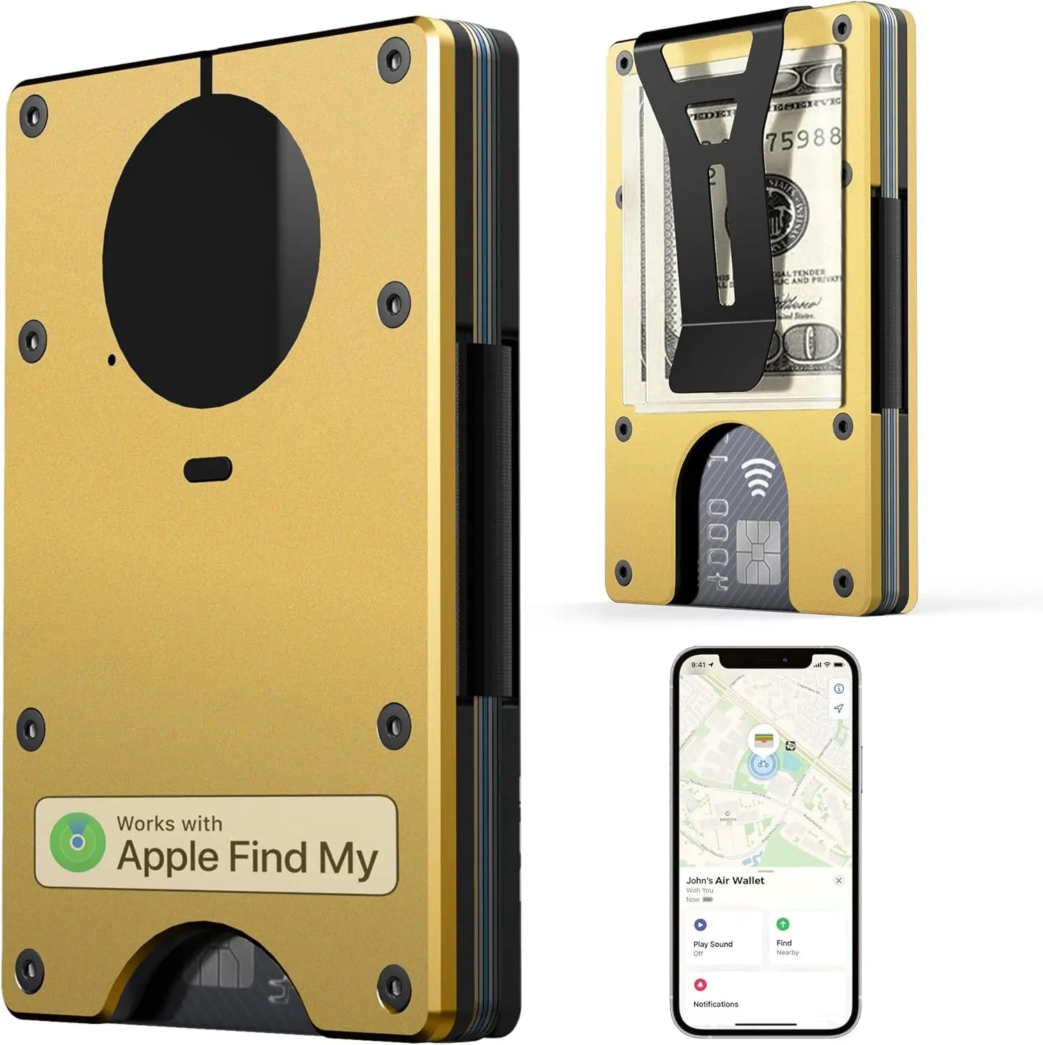Smart Metal Wallet Find My – RFID Blocking 12 Karten 11 Farben iOS