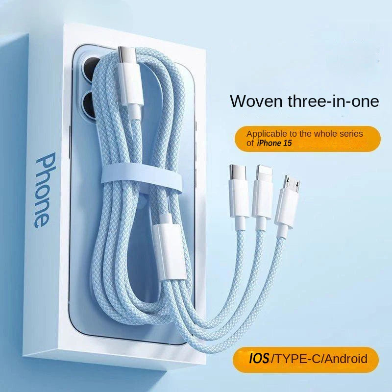 OIITH 3-in-1 Ladekabel 100W – Lightning USB-C Micro iPhone Samsung Google Pixel