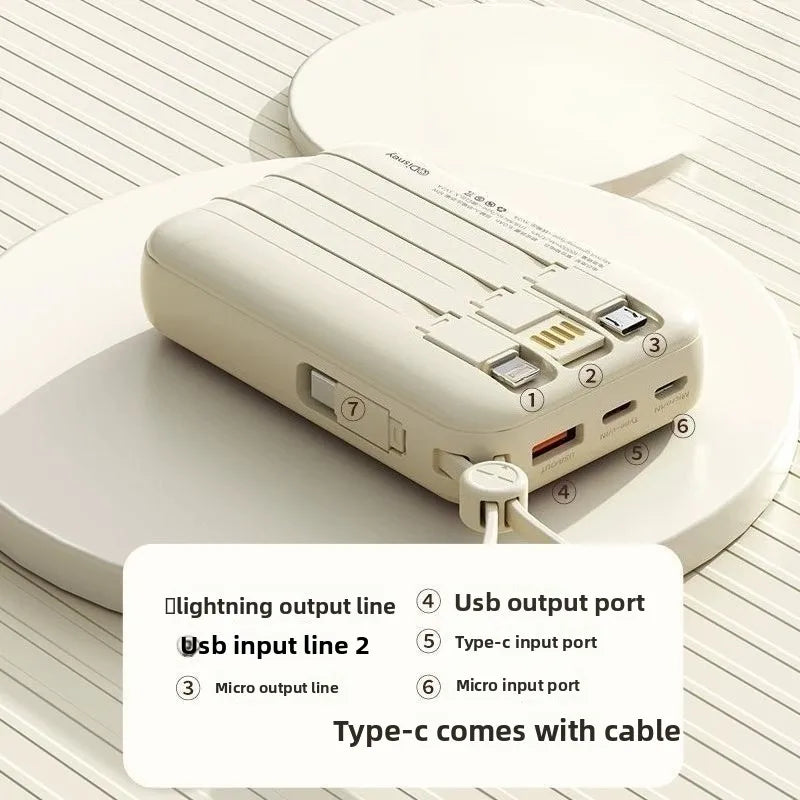 DIEZONG Powerbank 10000/20000mAh – 4 eingebaute Kabel 25W Schnellladung