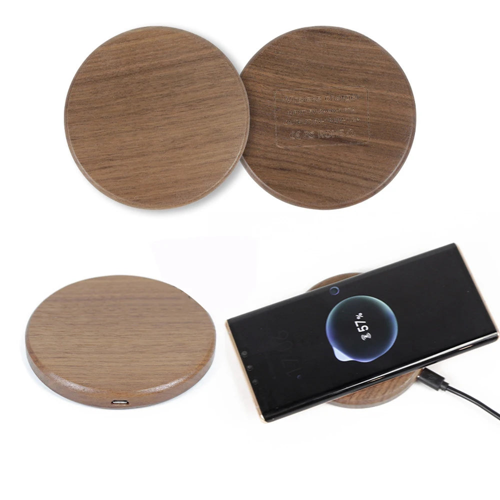 Walnussholz Wireless Charger – 10W/15W Slim Pad iPhone 8-17 Android Google Pixel