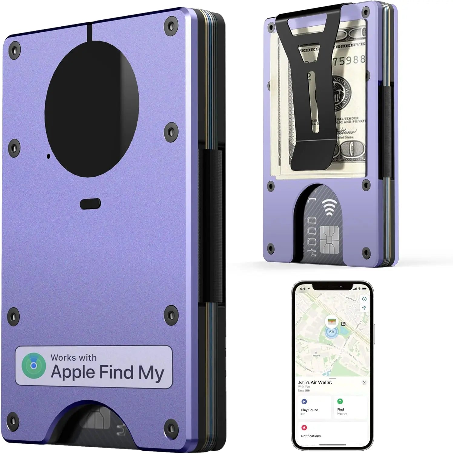 Smart Metal Wallet Find My – RFID Blocking 12 Karten 11 Farben iOS