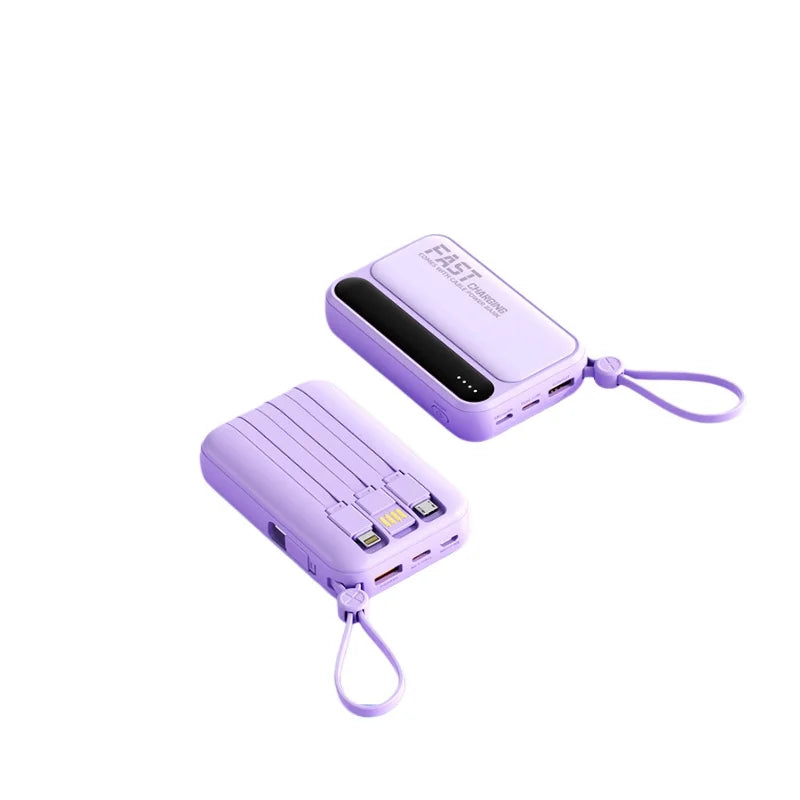 DIEZONG Powerbank 10000/20000mAh – 4 eingebaute Kabel 25W Schnellladung