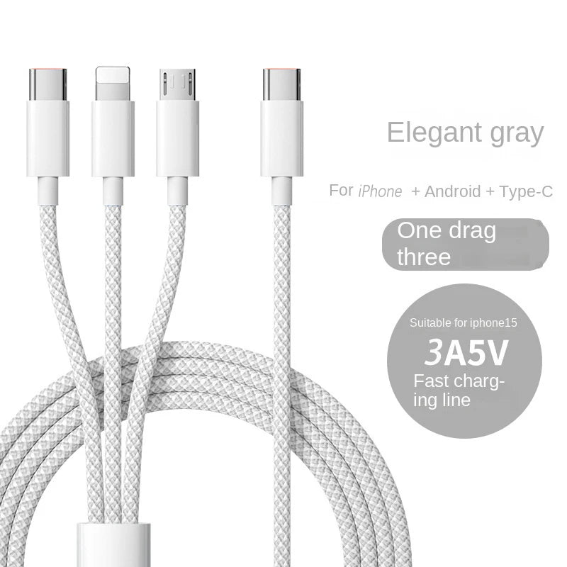 OIITH 3-in-1 Ladekabel 100W – Lightning USB-C Micro iPhone Samsung Google Pixel