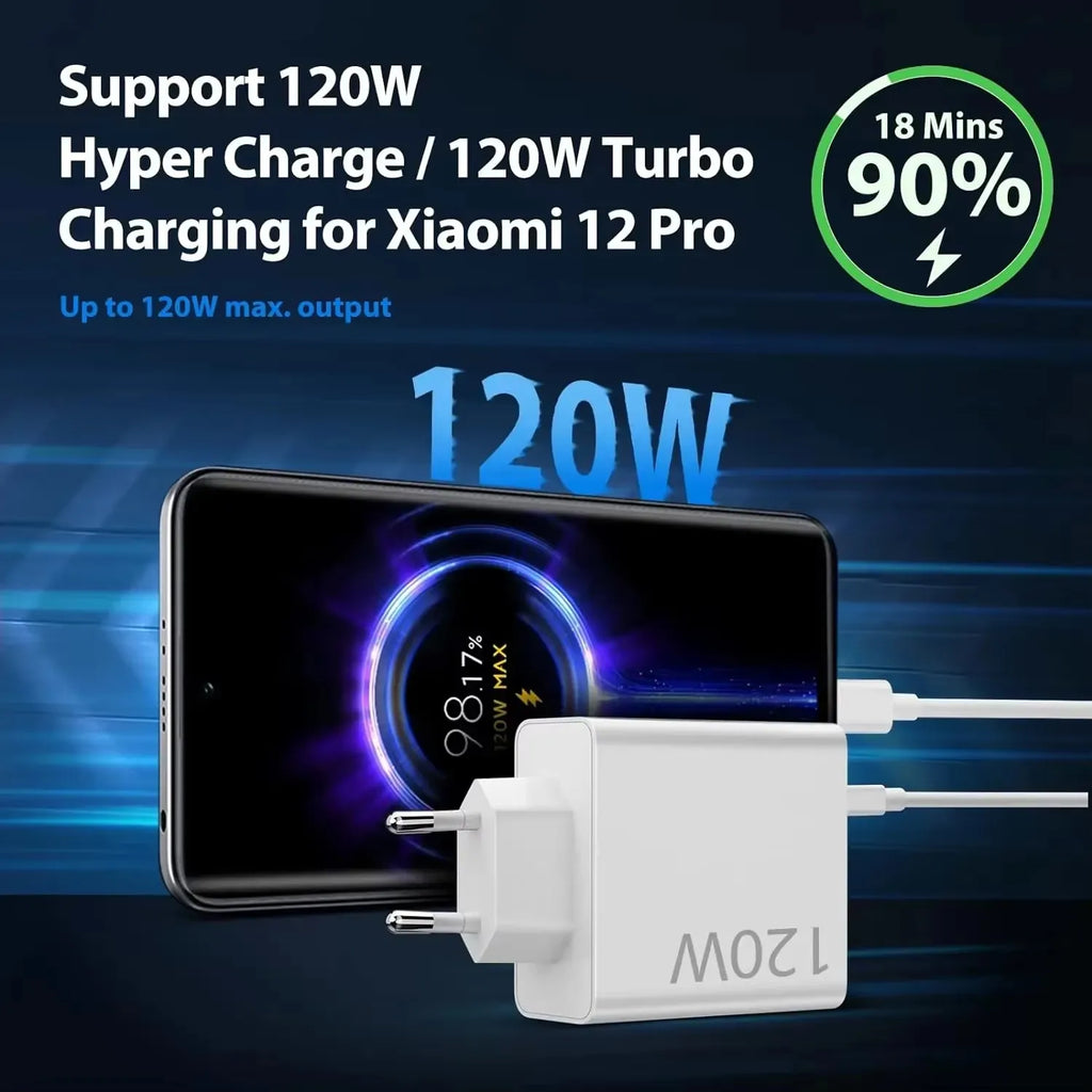 120W Xiaomi Schnellladegerät EU – 6A Turbo USB-C Kabel Redmi POCO