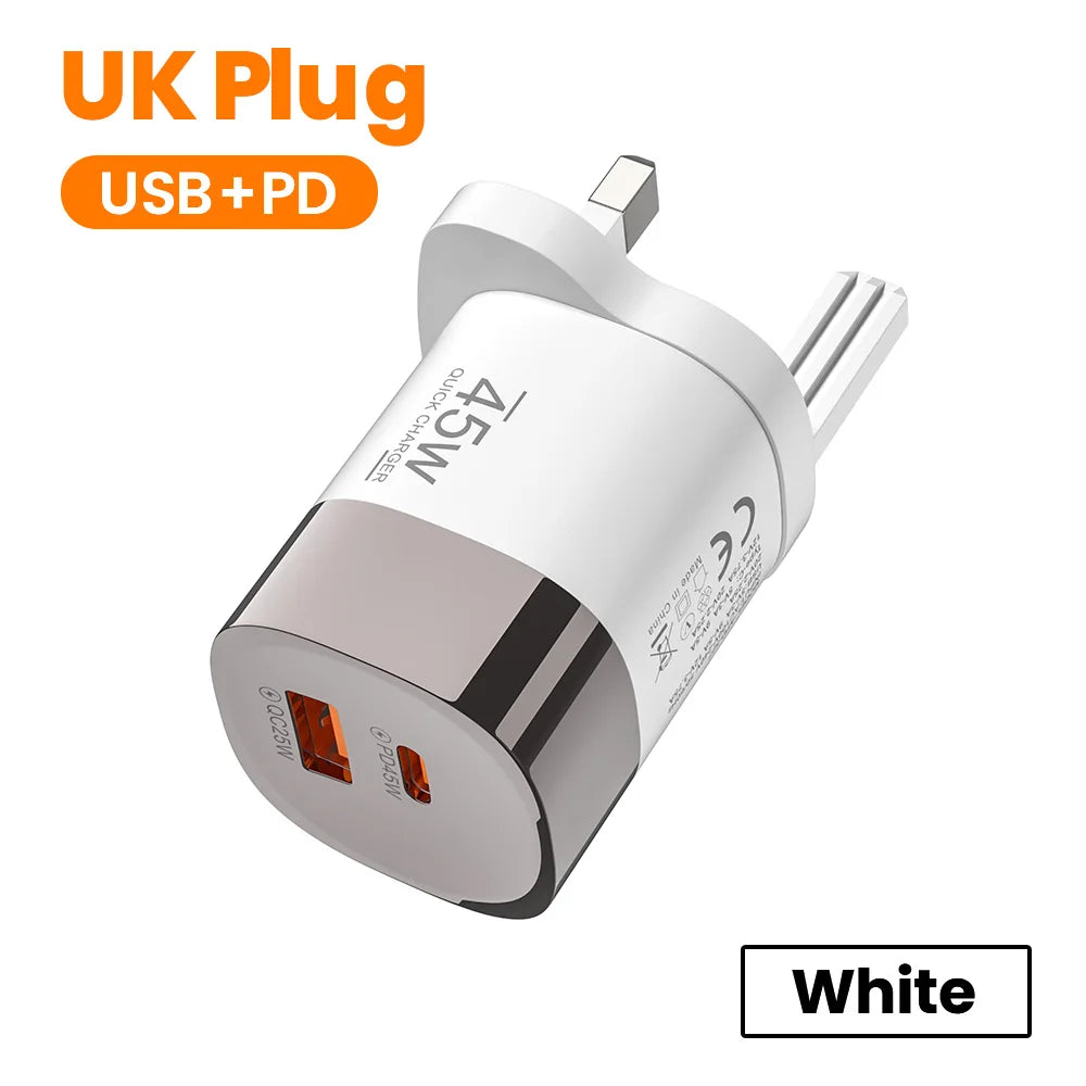 Elough 45W USB-C Schnellladegerät – Dual Port QC iPhone Huawei Realme
