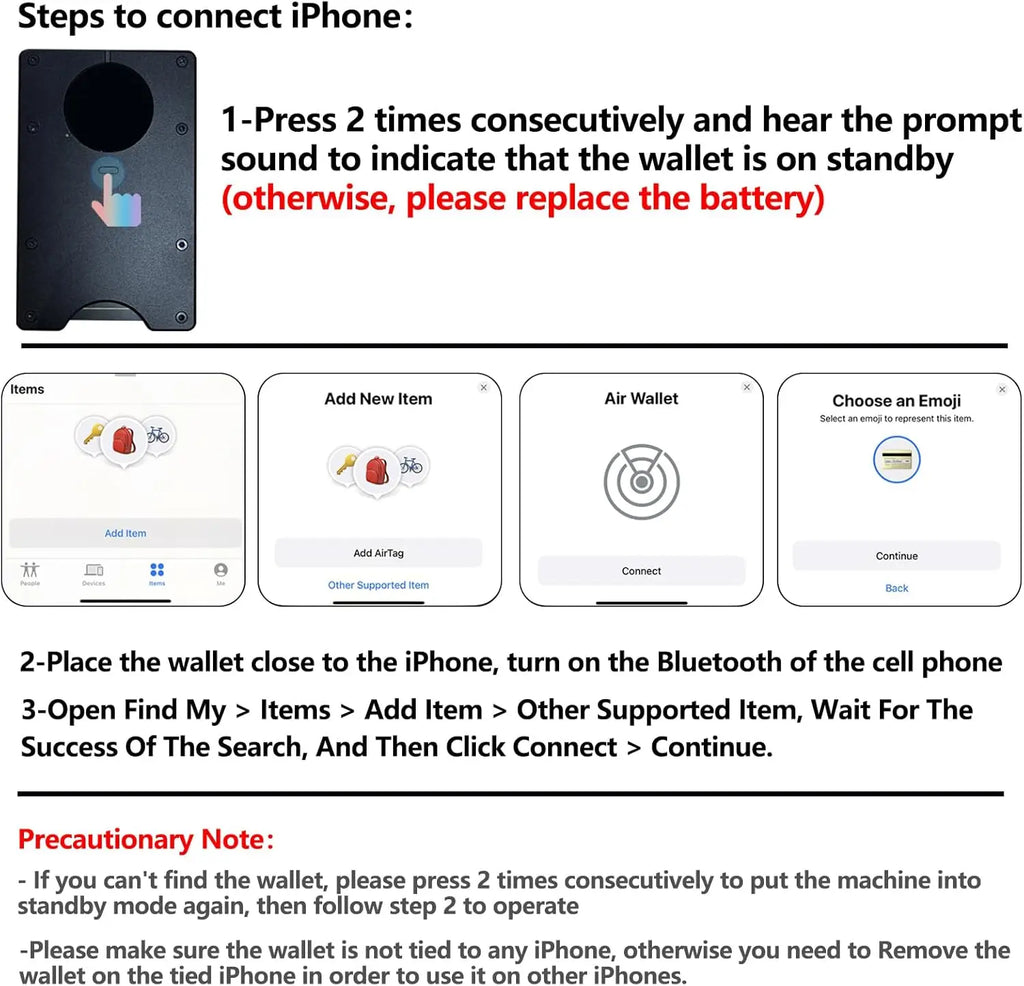 Smart Metal Wallet Find My – RFID Blocking 12 Karten 11 Farben iOS