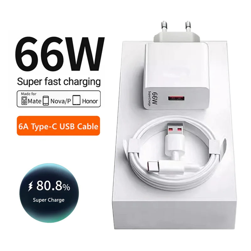 66W Huawei Schnellladegerät EU – 6A SuperCharge USB-C Kabel Honor Nova