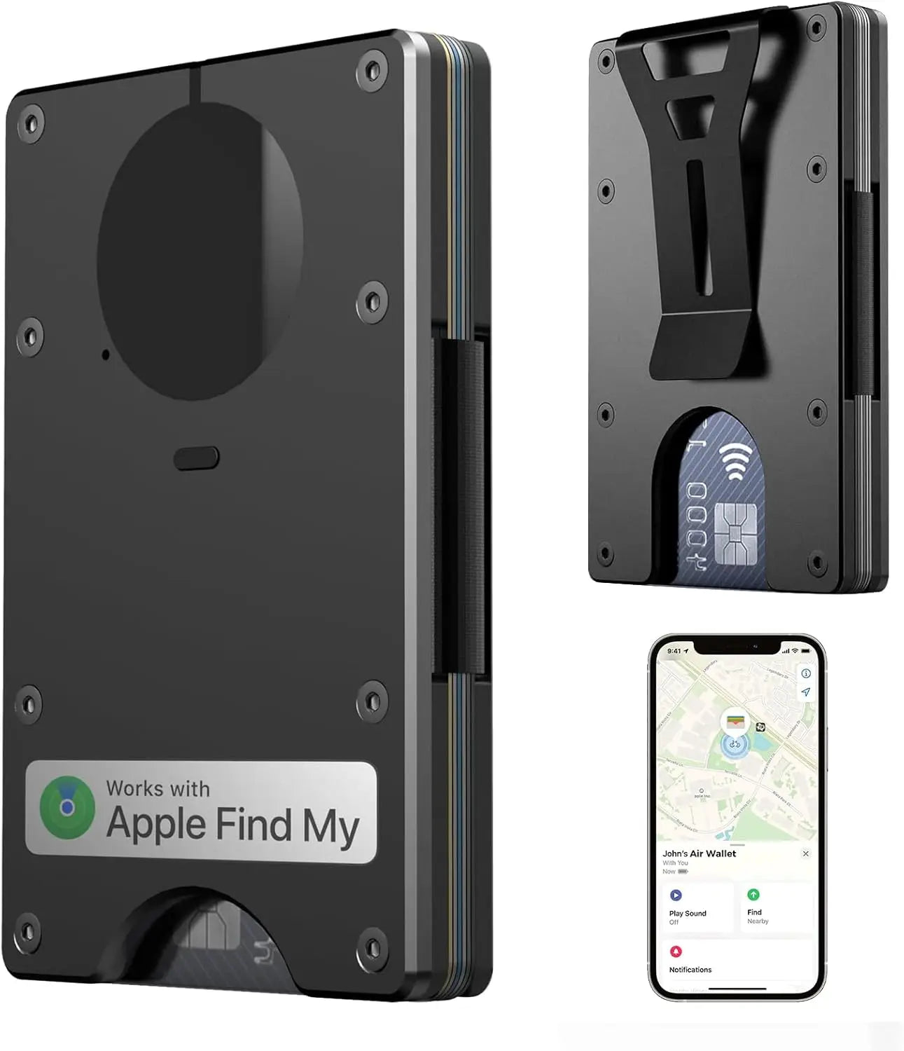 Smart Metal Wallet Find My – RFID Blocking 12 Karten 11 Farben iOS