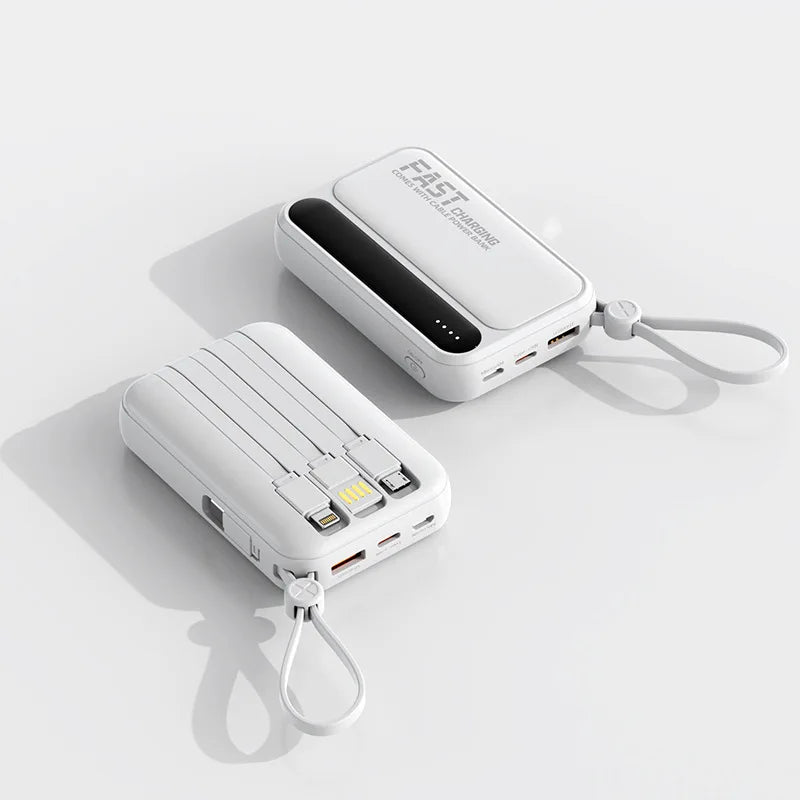 DIEZONG Powerbank 10000/20000mAh – 4 eingebaute Kabel 25W Schnellladung