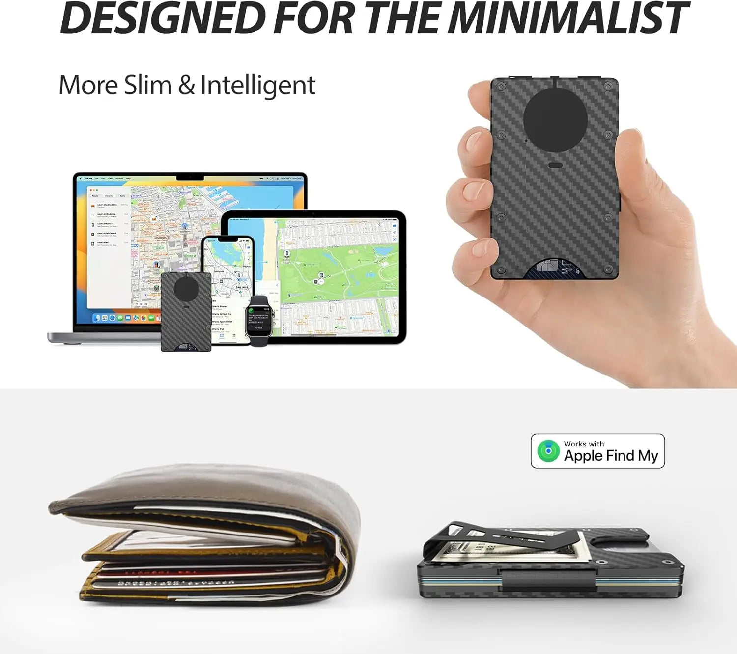 Smart Metal Wallet Find My – RFID Blocking 12 Karten 11 Farben iOS