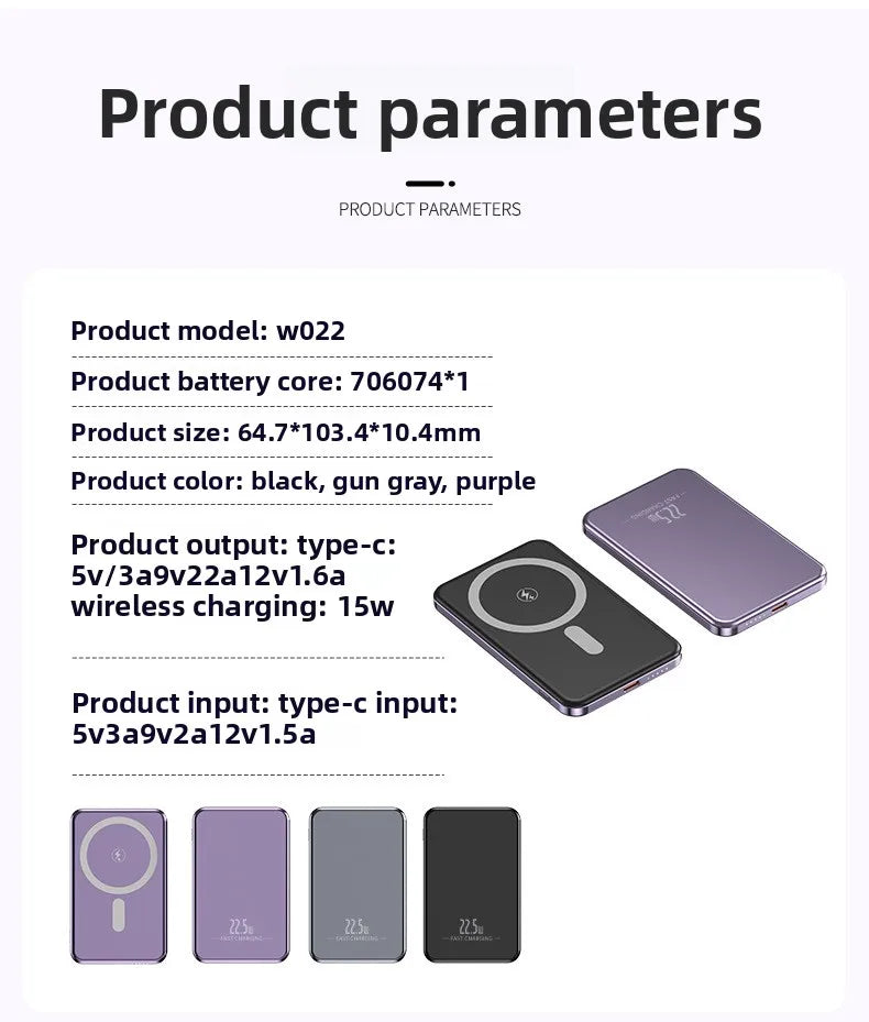 Magnetische Wireless Powerbank – 20W USB-C Schnellladung für iPhone & Android