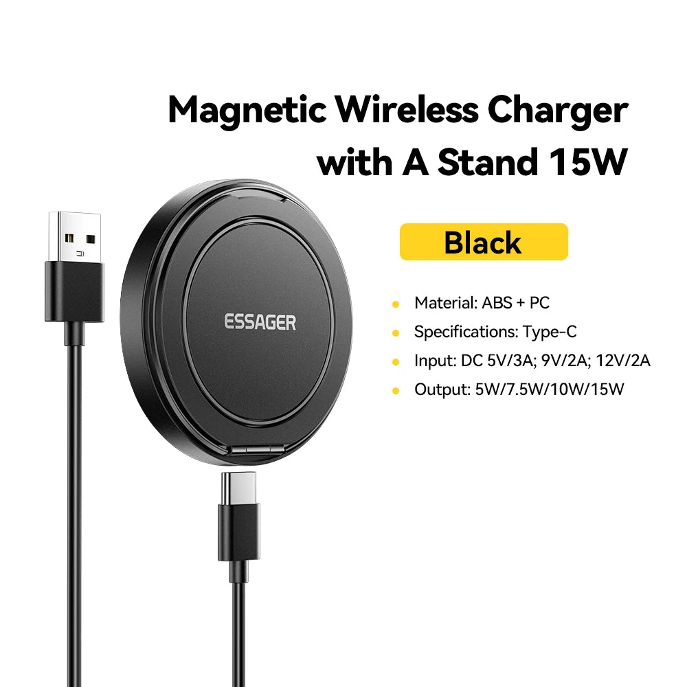 Essager 15W Magnetischer Wireless Charger mit Halter – iPhone 12-17 AirPods