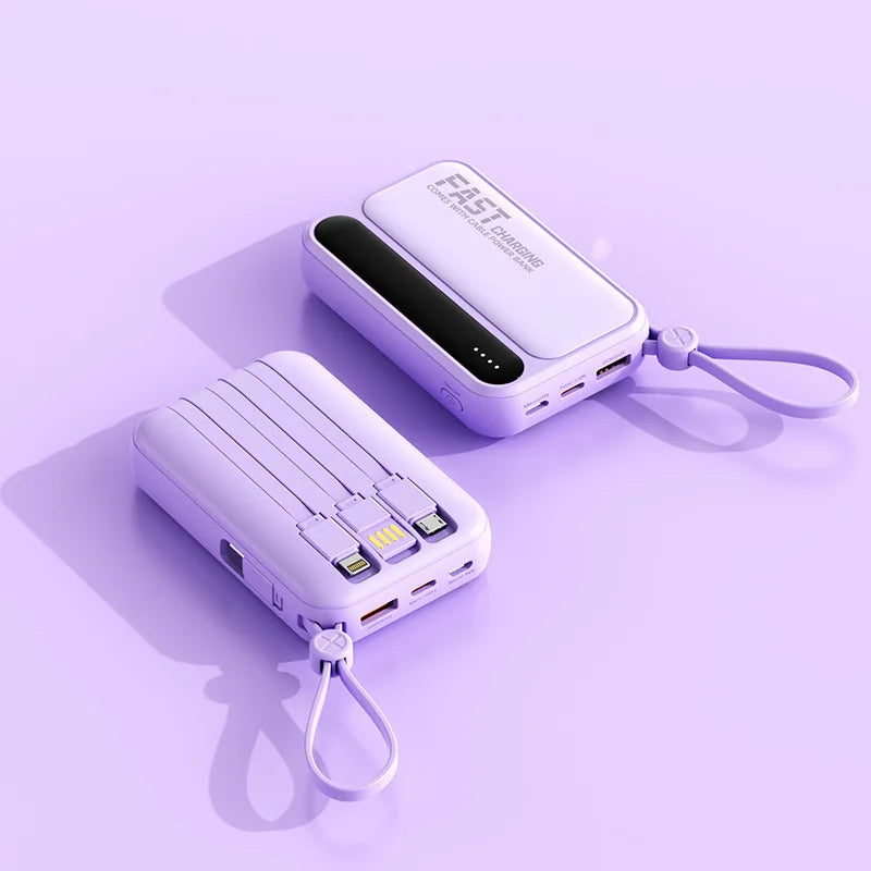 DIEZONG Powerbank 10000/20000mAh – 4 eingebaute Kabel 25W Schnellladung