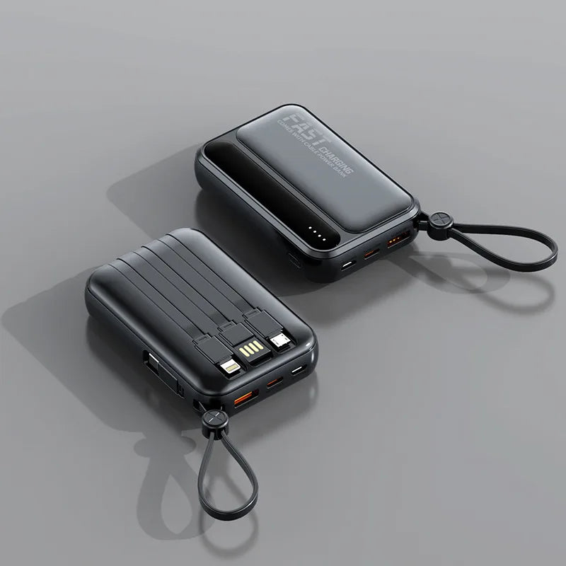 DIEZONG Powerbank 10000/20000mAh – 4 eingebaute Kabel 25W Schnellladung