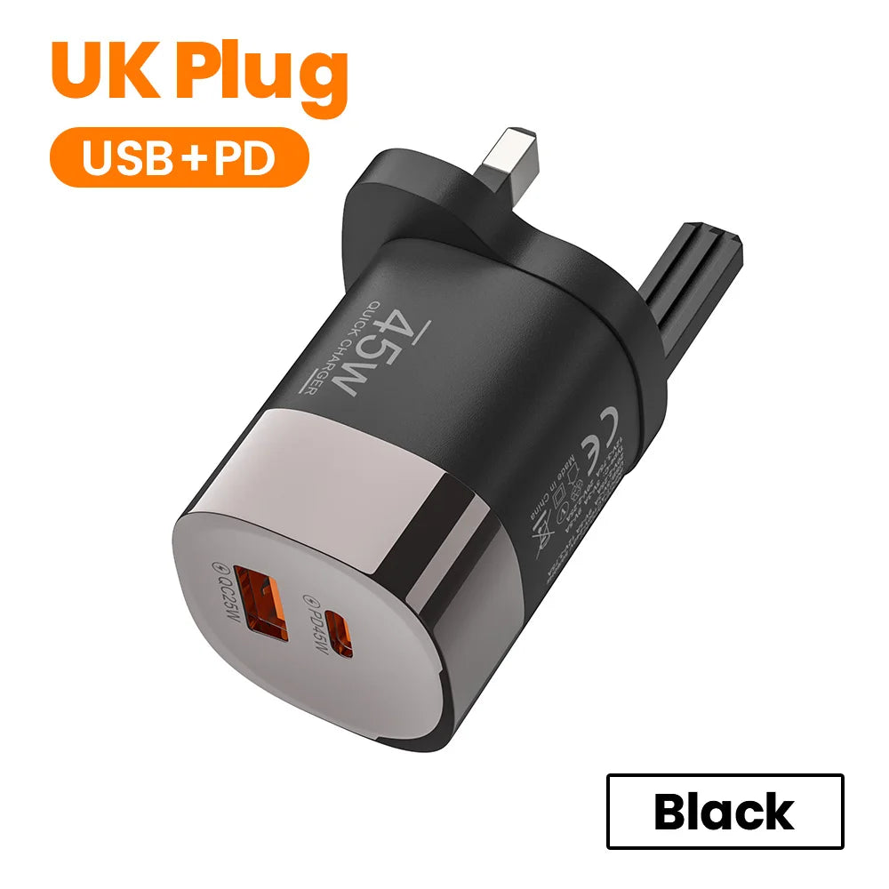 Elough 45W USB-C Schnellladegerät – Dual Port QC iPhone Huawei Realme