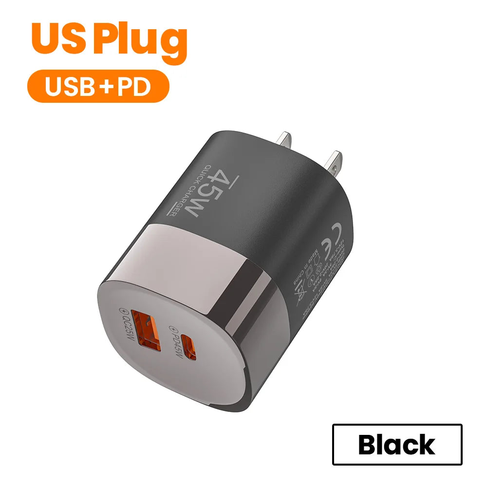 Elough 45W USB-C Schnellladegerät – Dual Port QC iPhone Huawei Realme