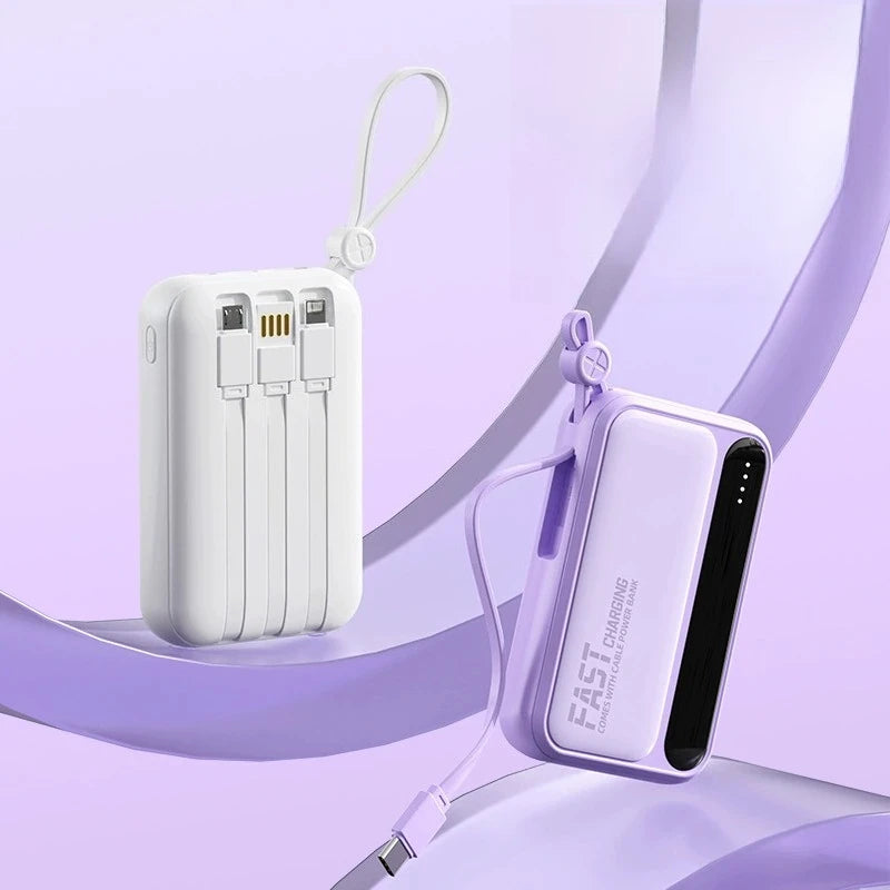DIEZONG Powerbank 10000/20000mAh – 4 eingebaute Kabel 25W Schnellladung